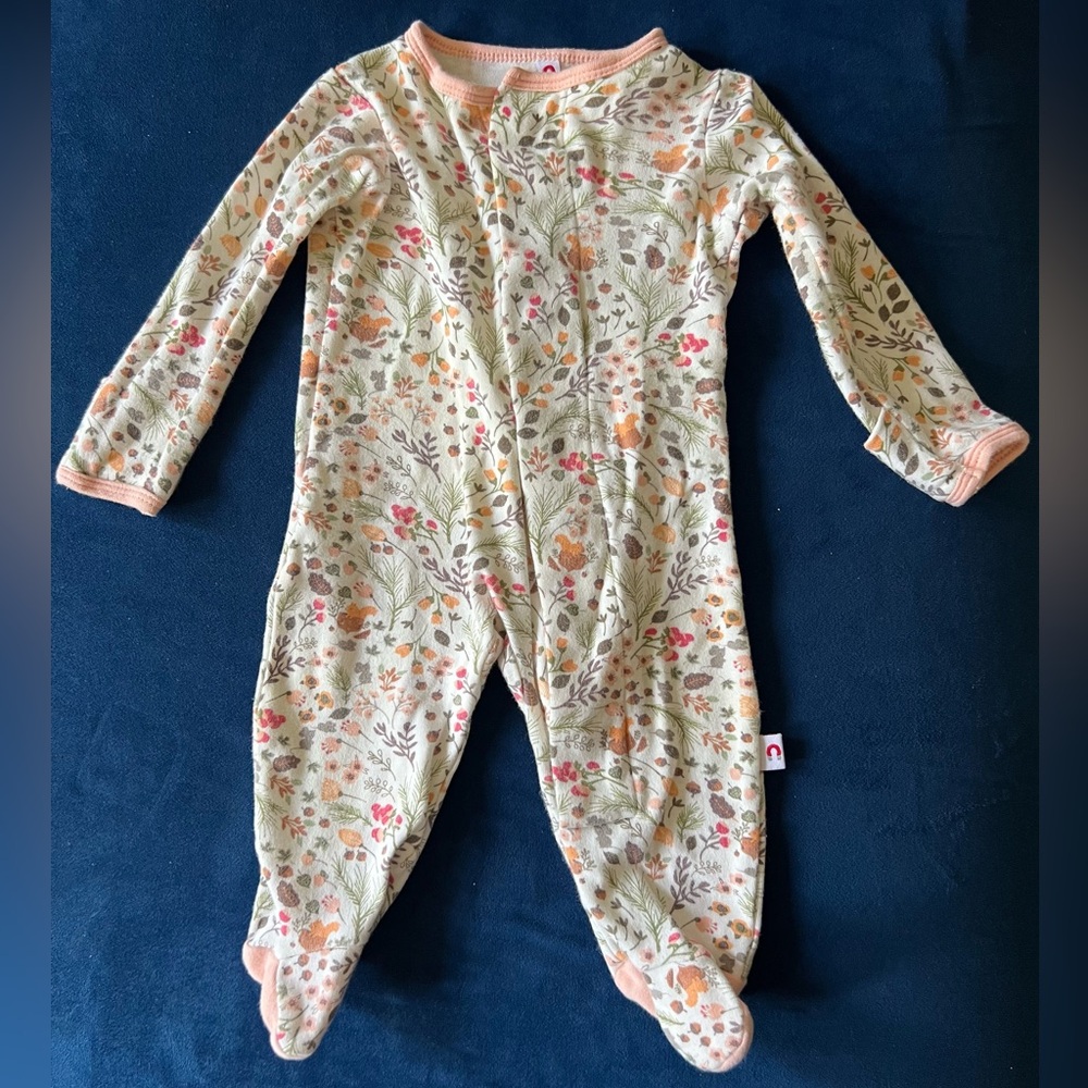 Magnetic Me 0-3M long-sleeve footie with fall flowers pattern
